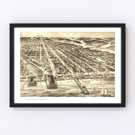 Vintage Map of Asbury Park, New Jersey 1910