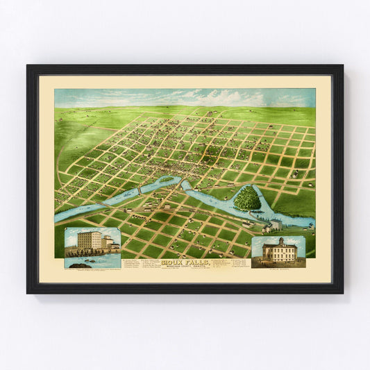 Vintage Map of Sioux Falls, South Dakota 1881