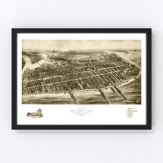 Vintage Map of Atlantic City, New Jersey 1909