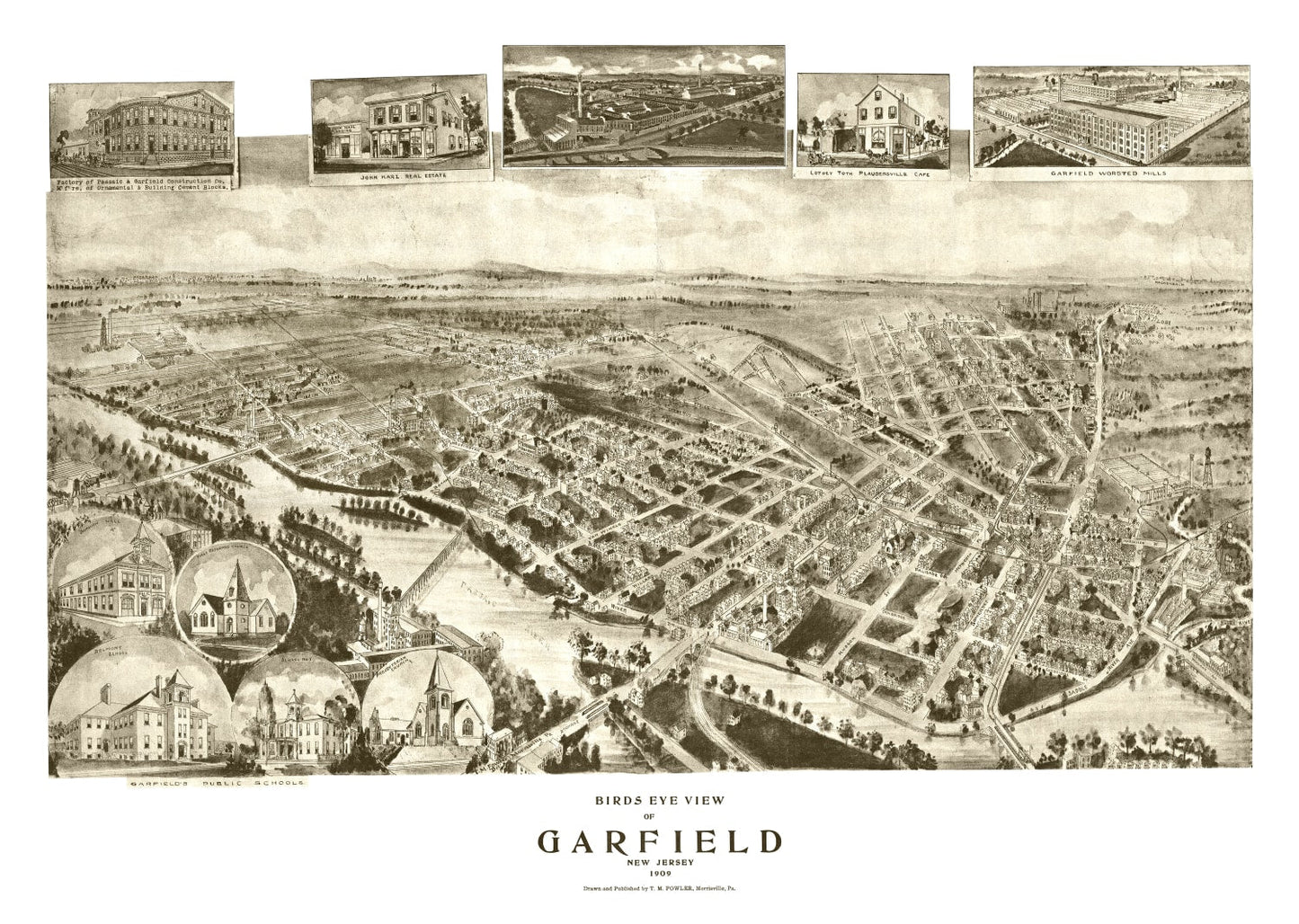 Vintage Map of Garfield, New Jersey 1909
