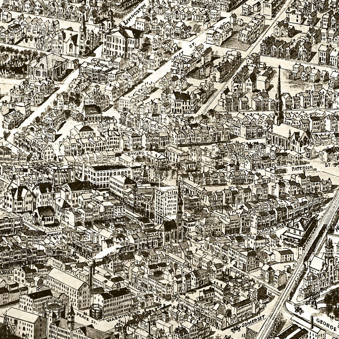 Vintage Map of New Brunswick, New Jersey 1910