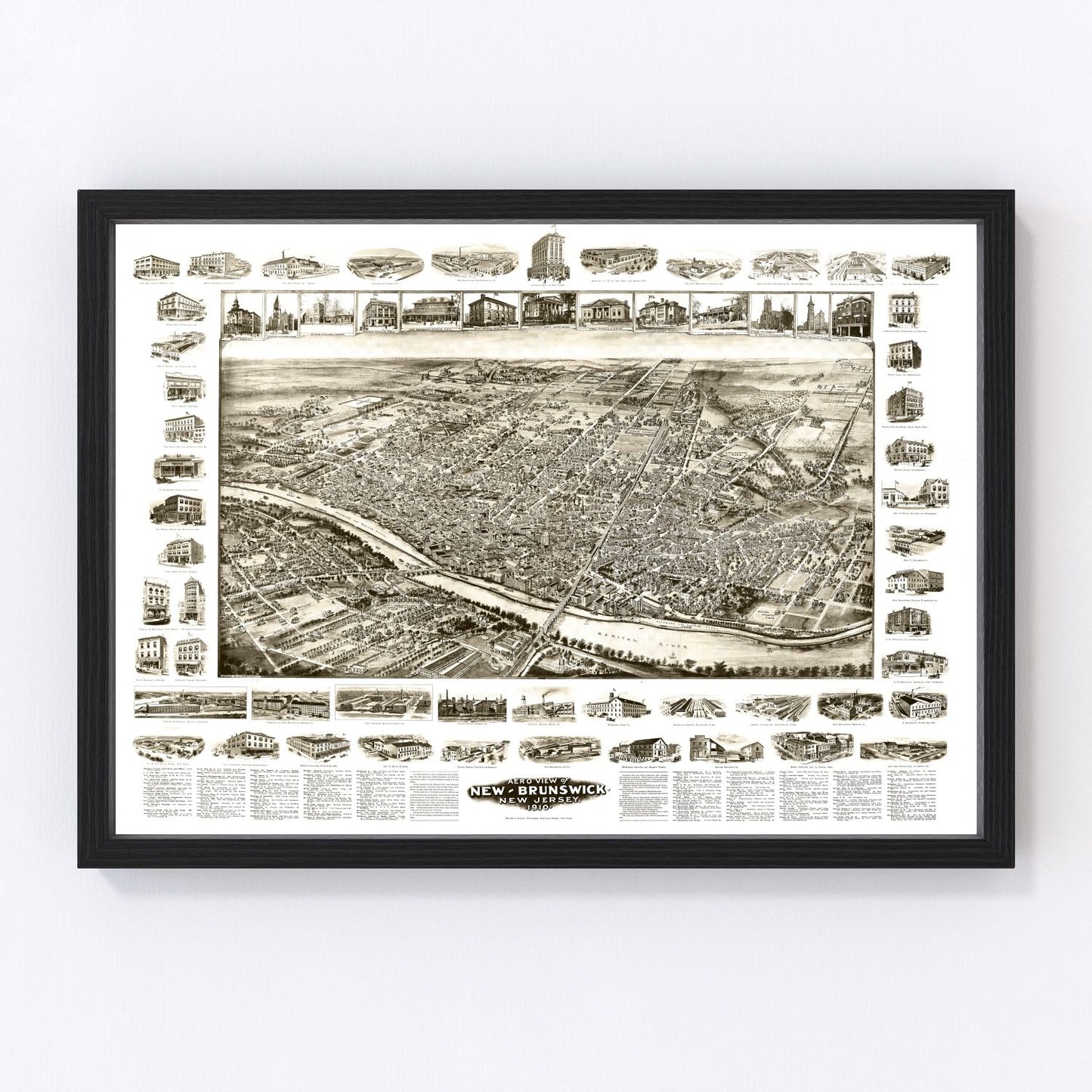 Vintage Map of New Brunswick, New Jersey 1910