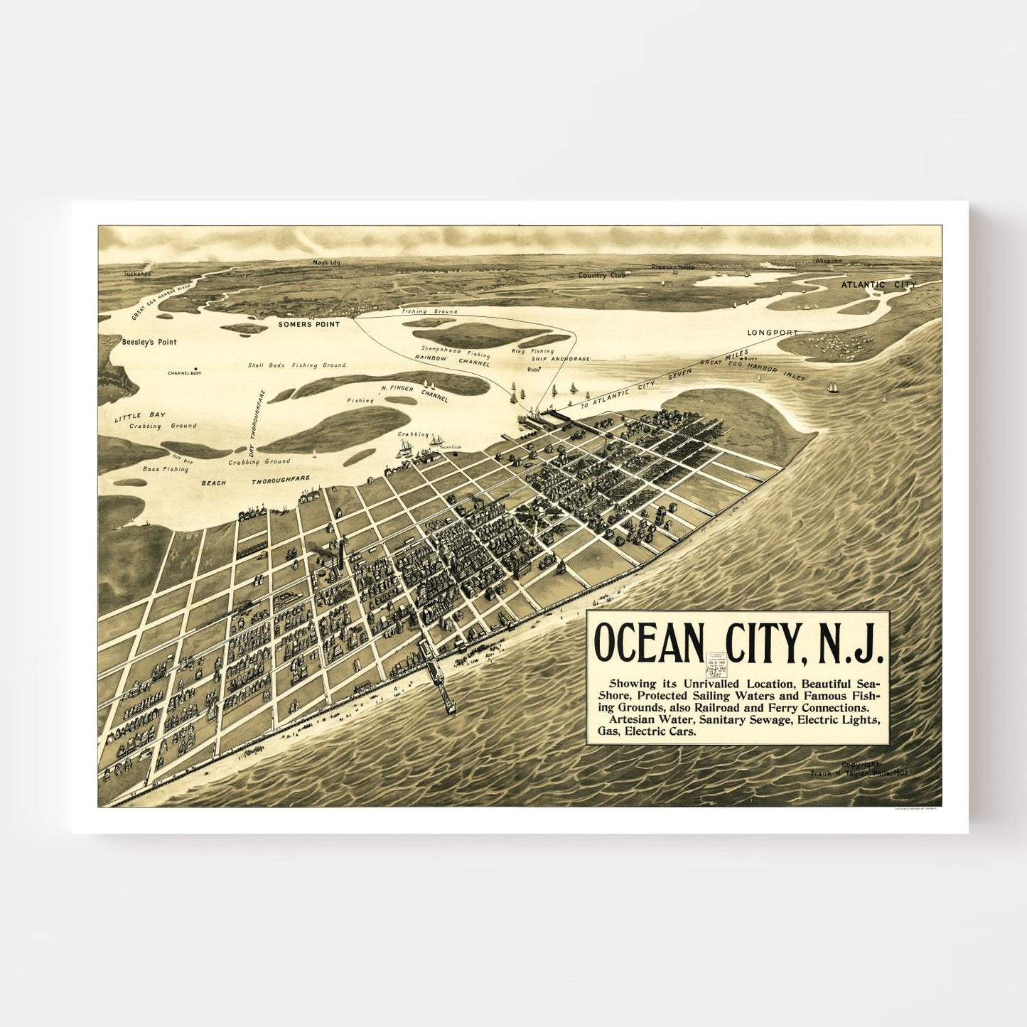 Vintage Map of Ocean City, New Jersey 1903
