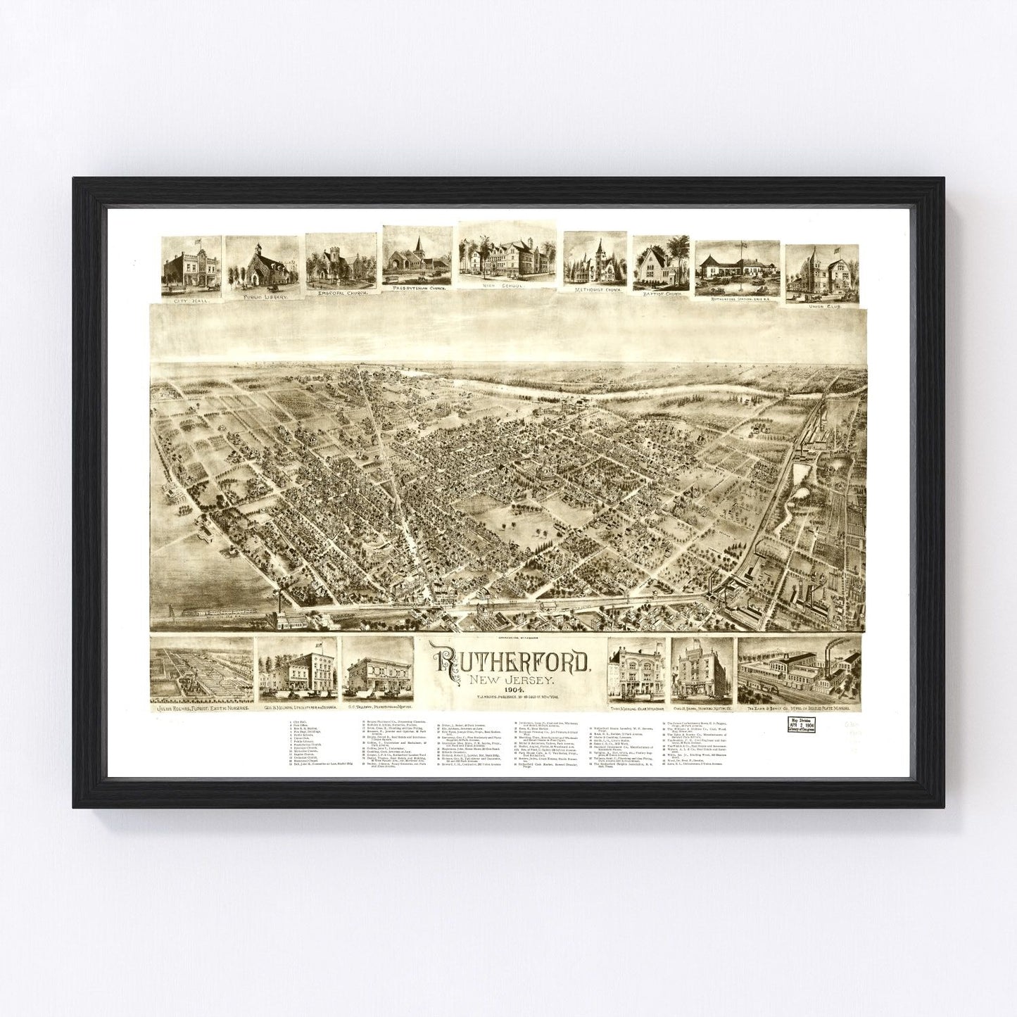 Vintage Map of Rutherford, New Jersey 1904