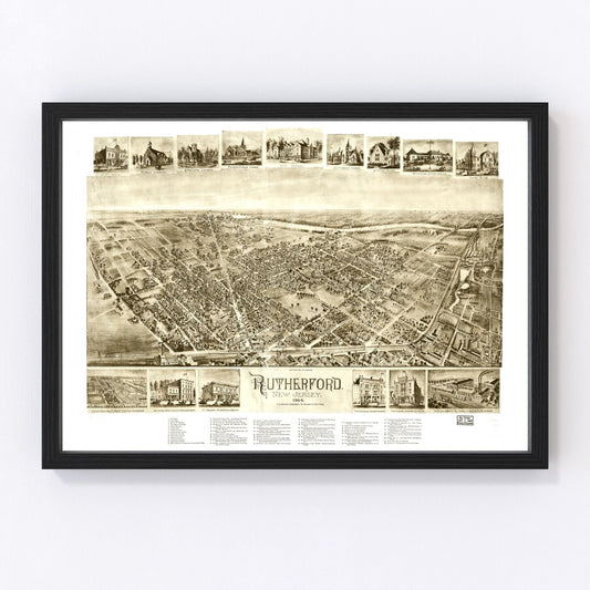 Vintage Map of Rutherford, New Jersey 1904