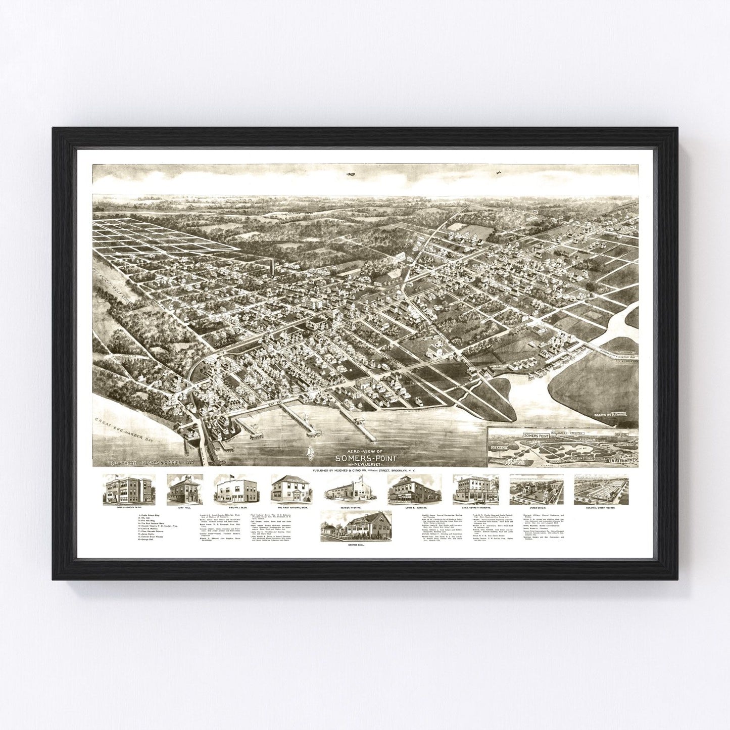 Vintage Map of Somers Point, New Jersey 1925
