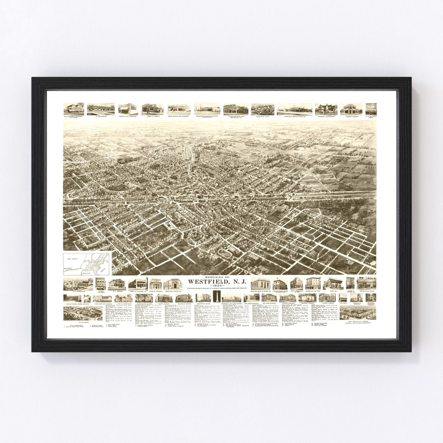 Vintage Map of Westfield, New Jersey 1929