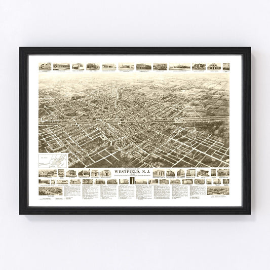 Vintage Map of Westfield, New Jersey 1929