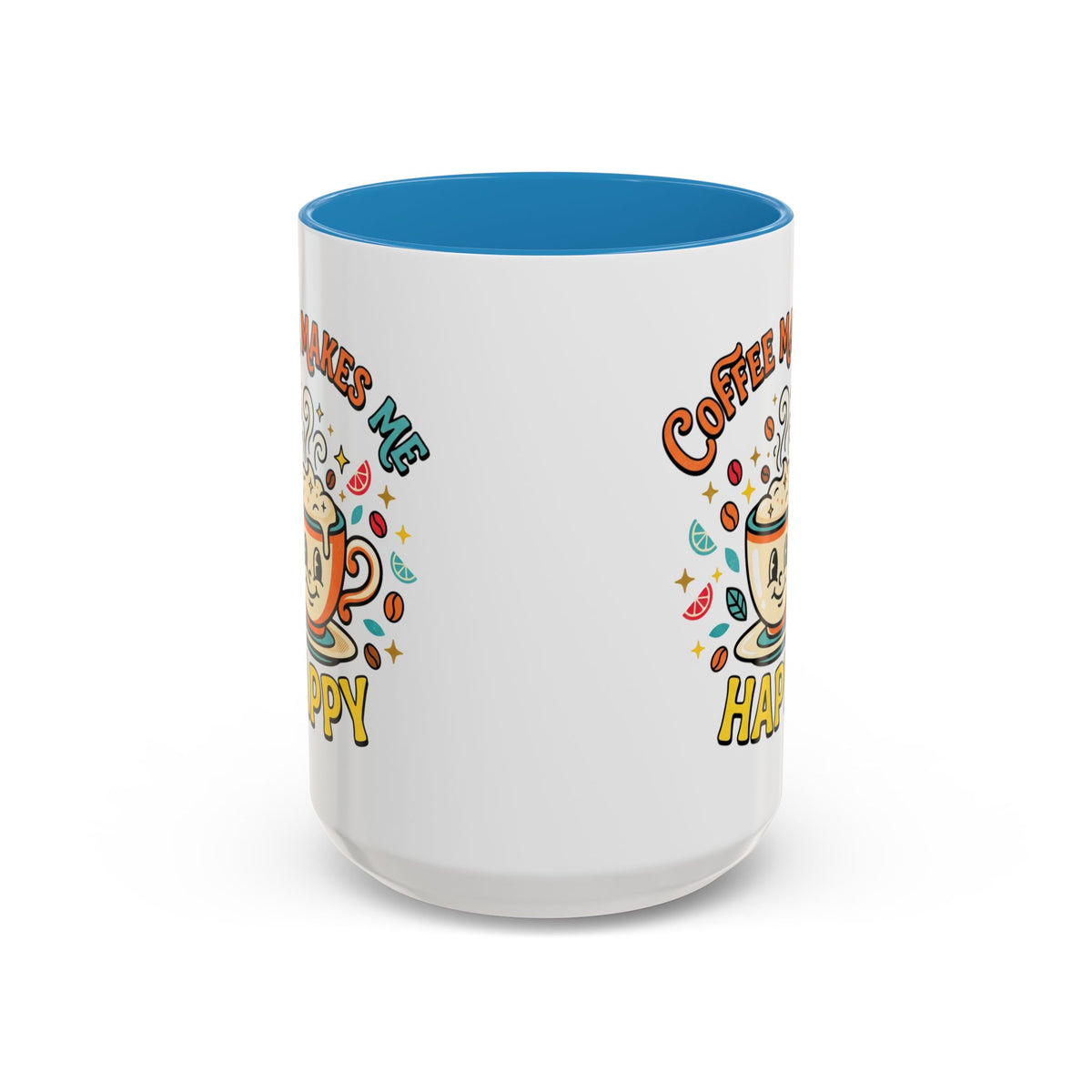 Coffee Mug — "Coffee Makes Me Happy" Cute Retro Accent Mug (11/15oz)
