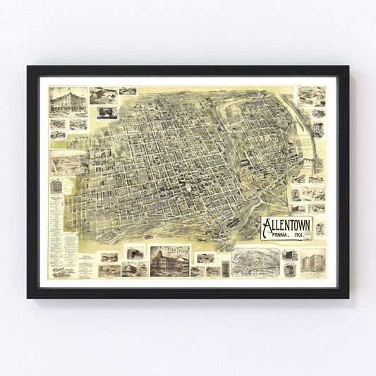 Vintage Map of Allentown, Pennsylvania 1901