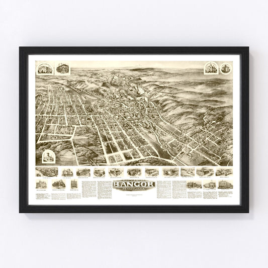Vintage Map of Bangor, Pennsylvania 1918