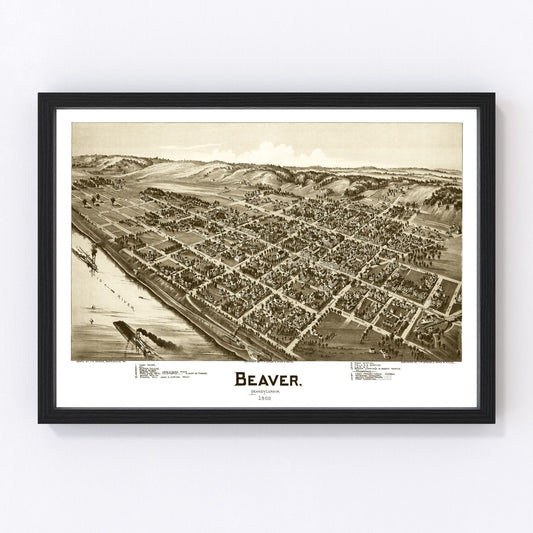 Vintage Map of Beaver, Pennsylvania 1900