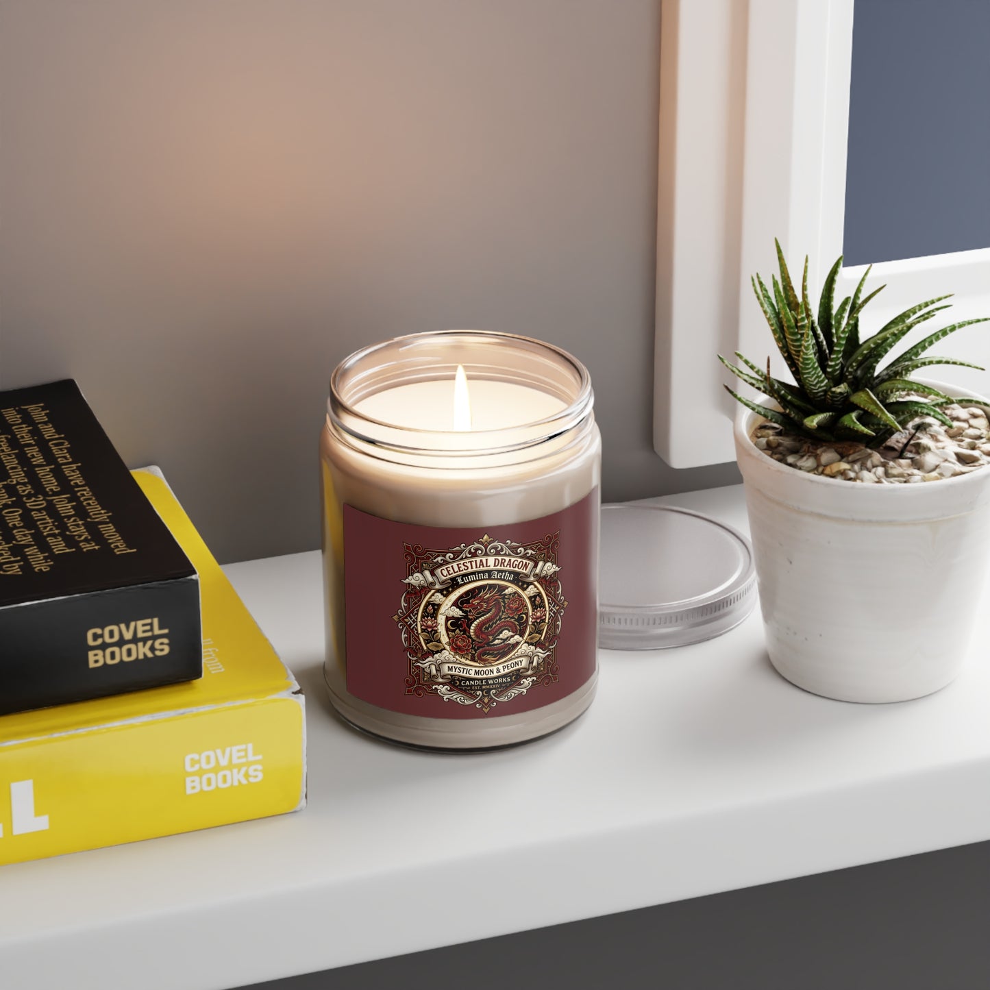 Celestial Dragon Scented Soy Candle — Mystic Moon & Peony (9 oz)