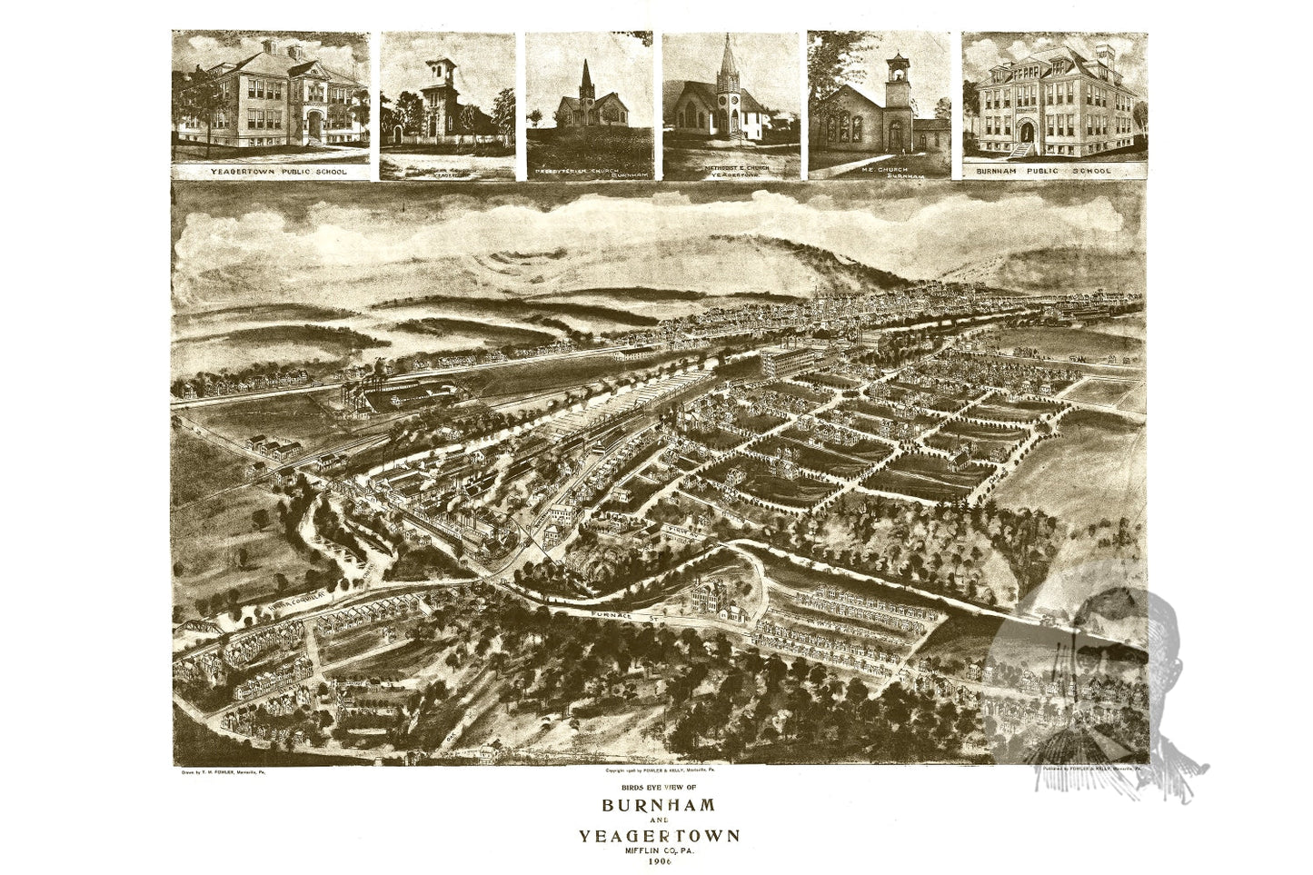 Vintage Map of Burnham, Pennsylvania 1906