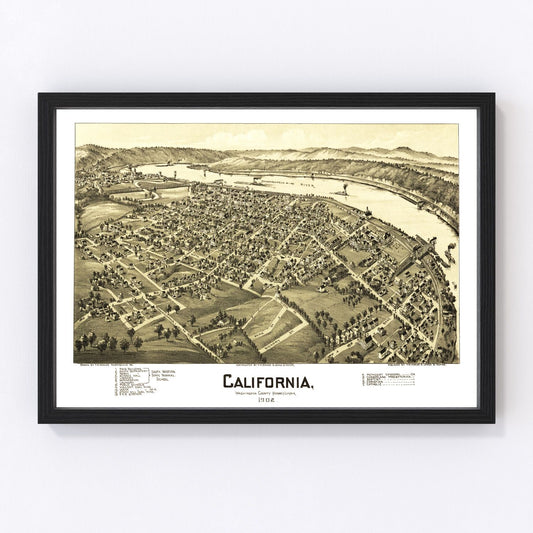 Vintage Map of California, Pennsylvania 1902
