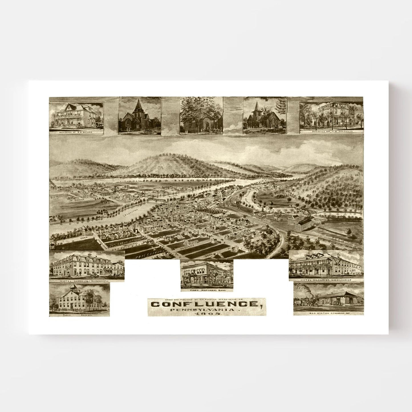 Vintage Map of Confluence, Pennsylvania 1905