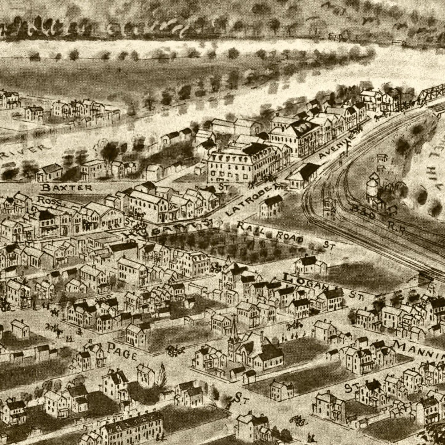 Vintage Map of Confluence, Pennsylvania 1905