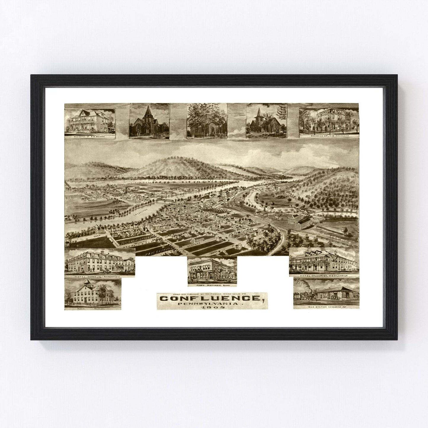 Vintage Map of Confluence, Pennsylvania 1905