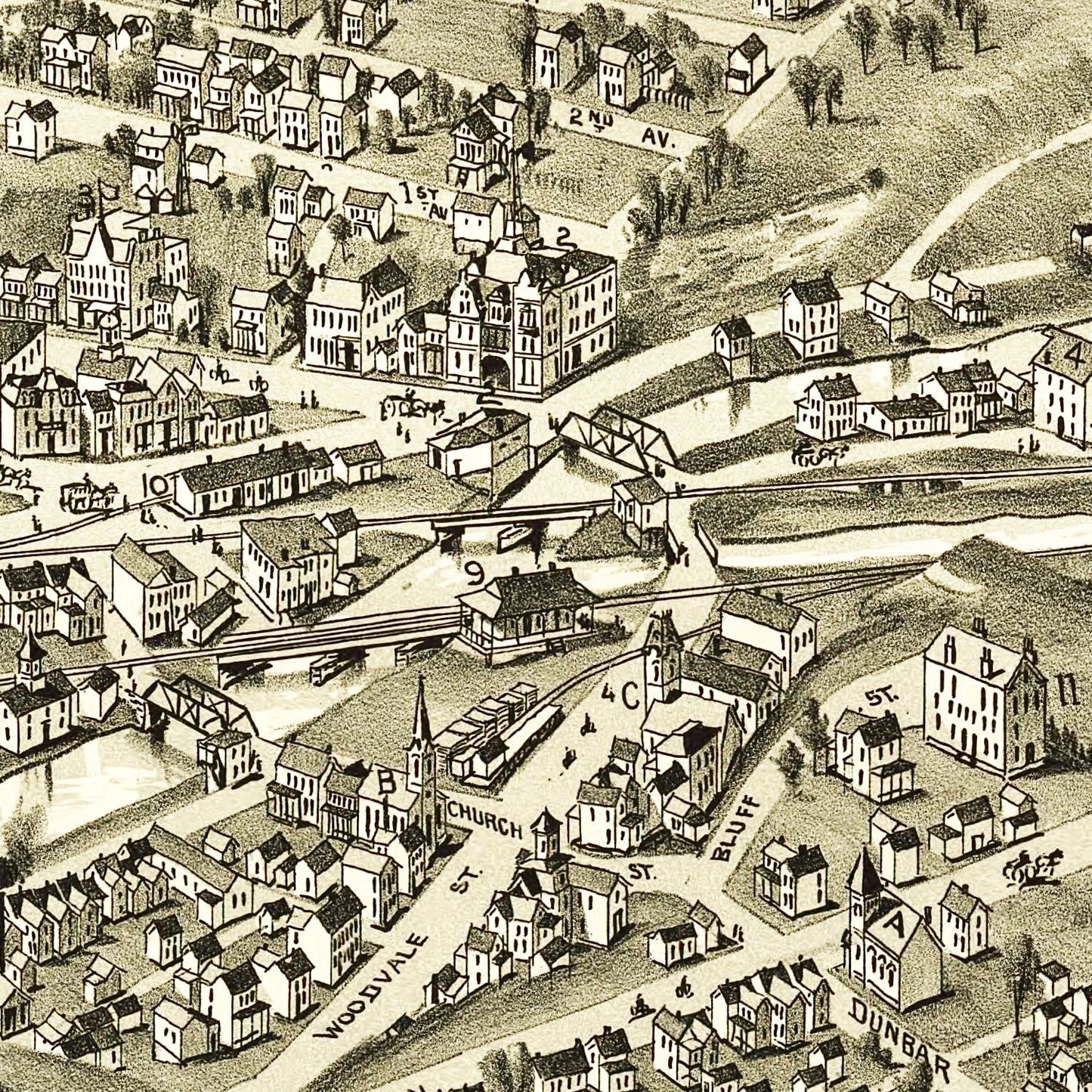 Vintage Map of Dunbar, Pennsylvania 1900