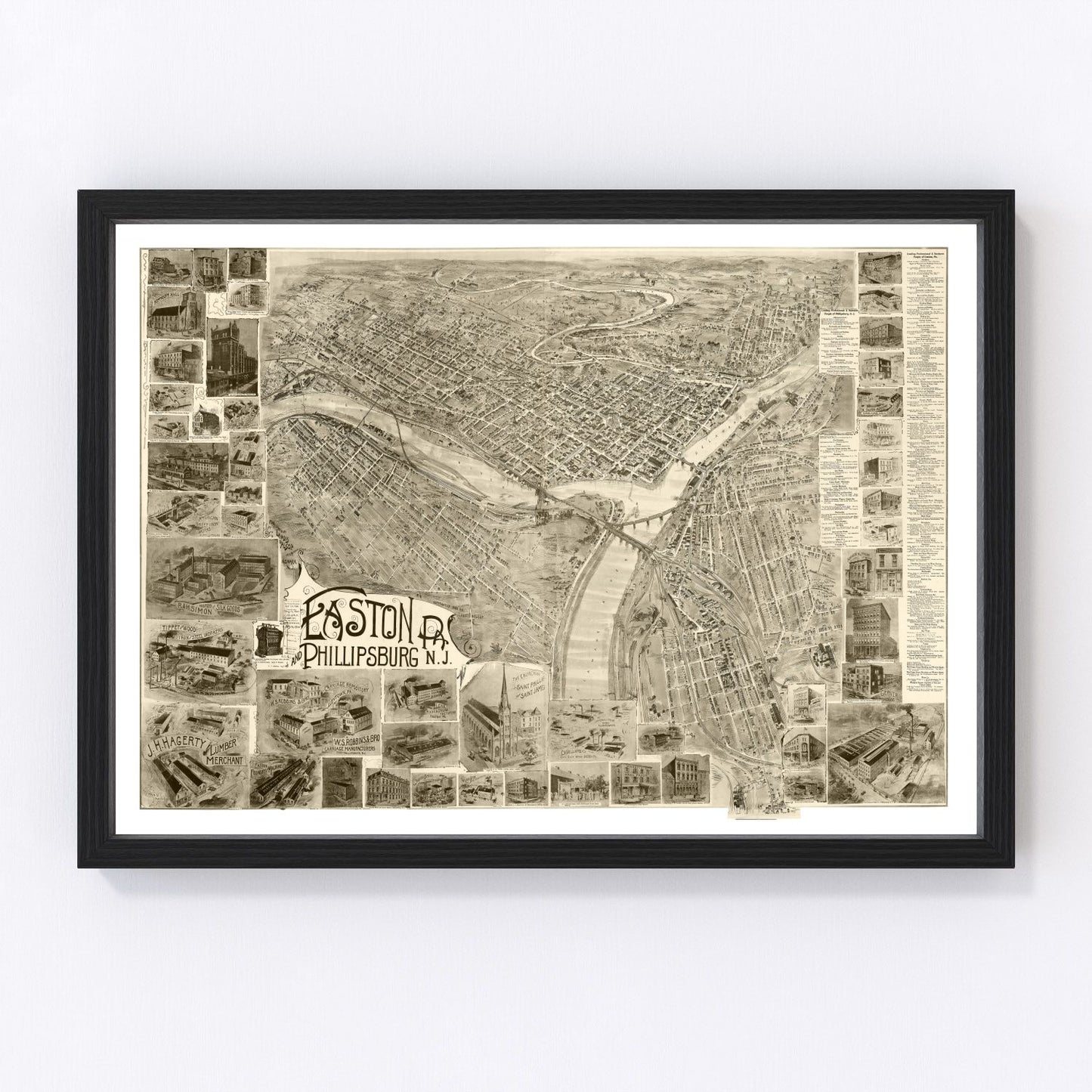 Vintage Map of Easton, Pennsylvania 1900