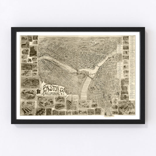 Vintage Map of Easton, Pennsylvania 1900