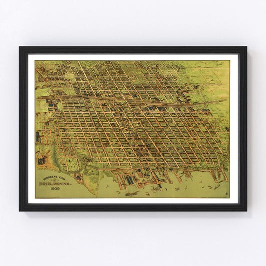 Vintage Map of Erie, Pennsylvania 1909