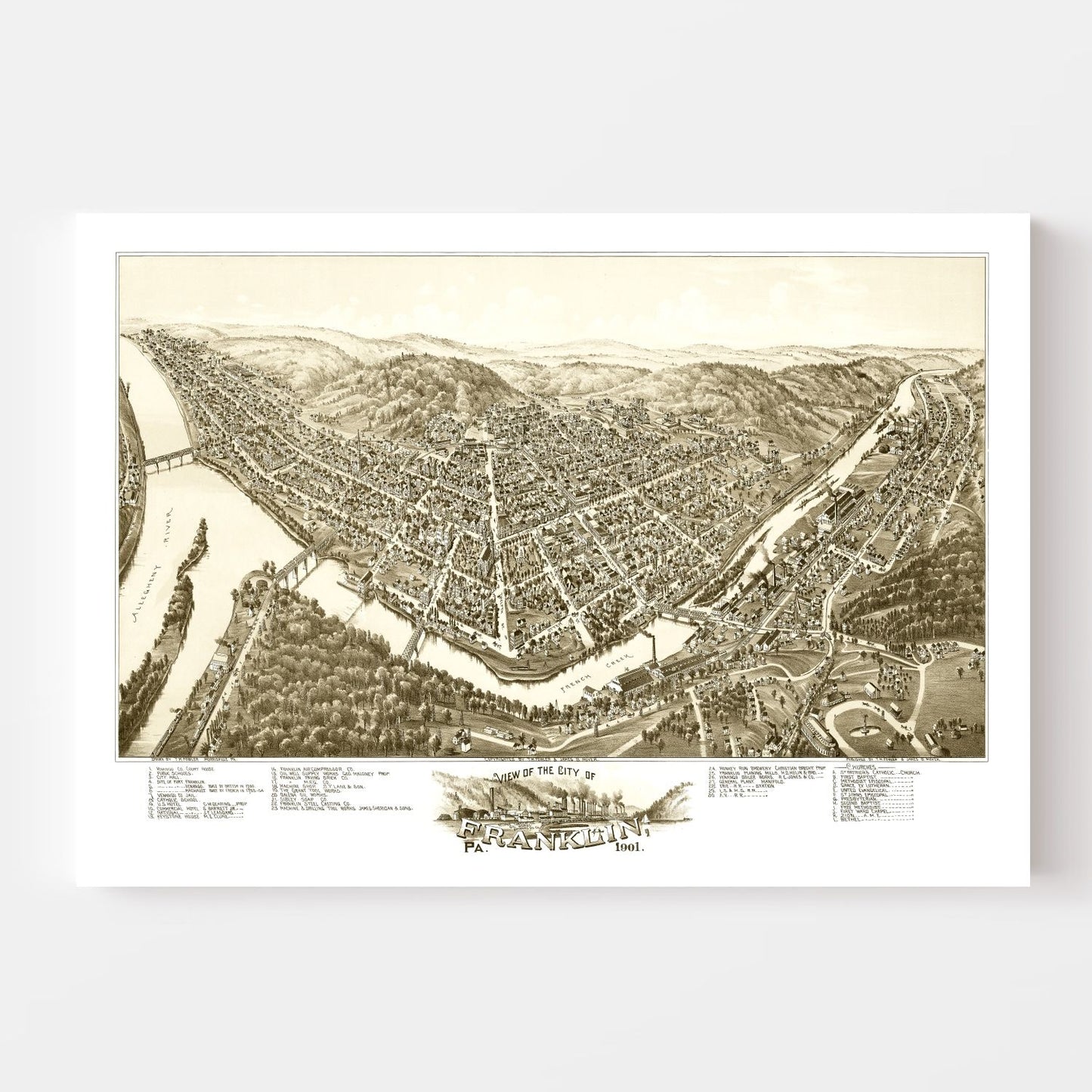 Vintage Map of Franklin, Pennsylvania 1901