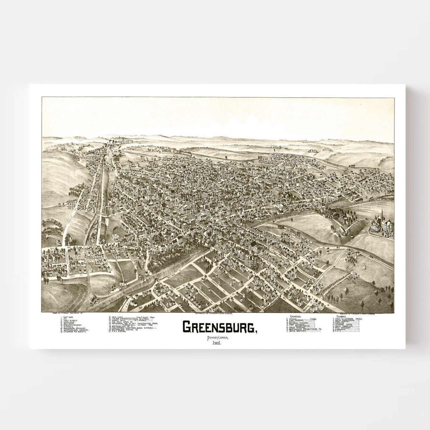 Vintage Map of Greensburg, Pennsylvania 1901