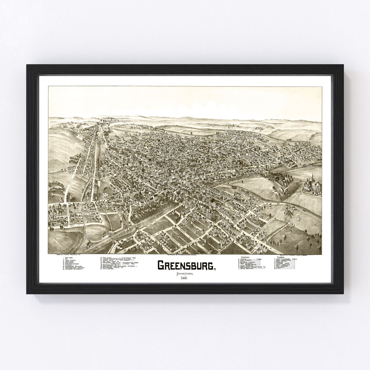 Vintage Map of Greensburg, Pennsylvania 1901