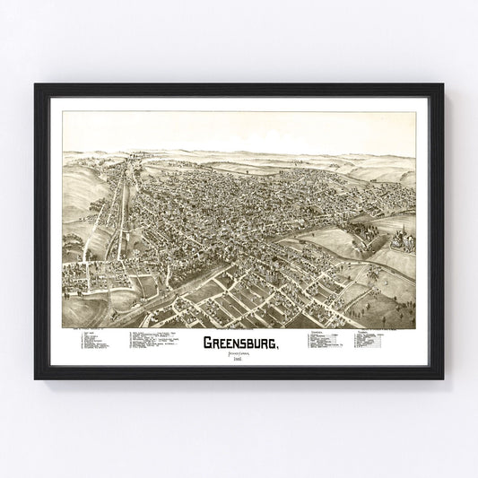 Vintage Map of Greensburg, Pennsylvania 1901
