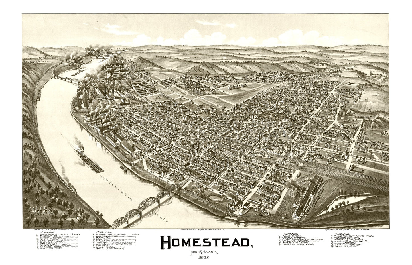 Vintage Map of Homestead, Pennsylvania 1902