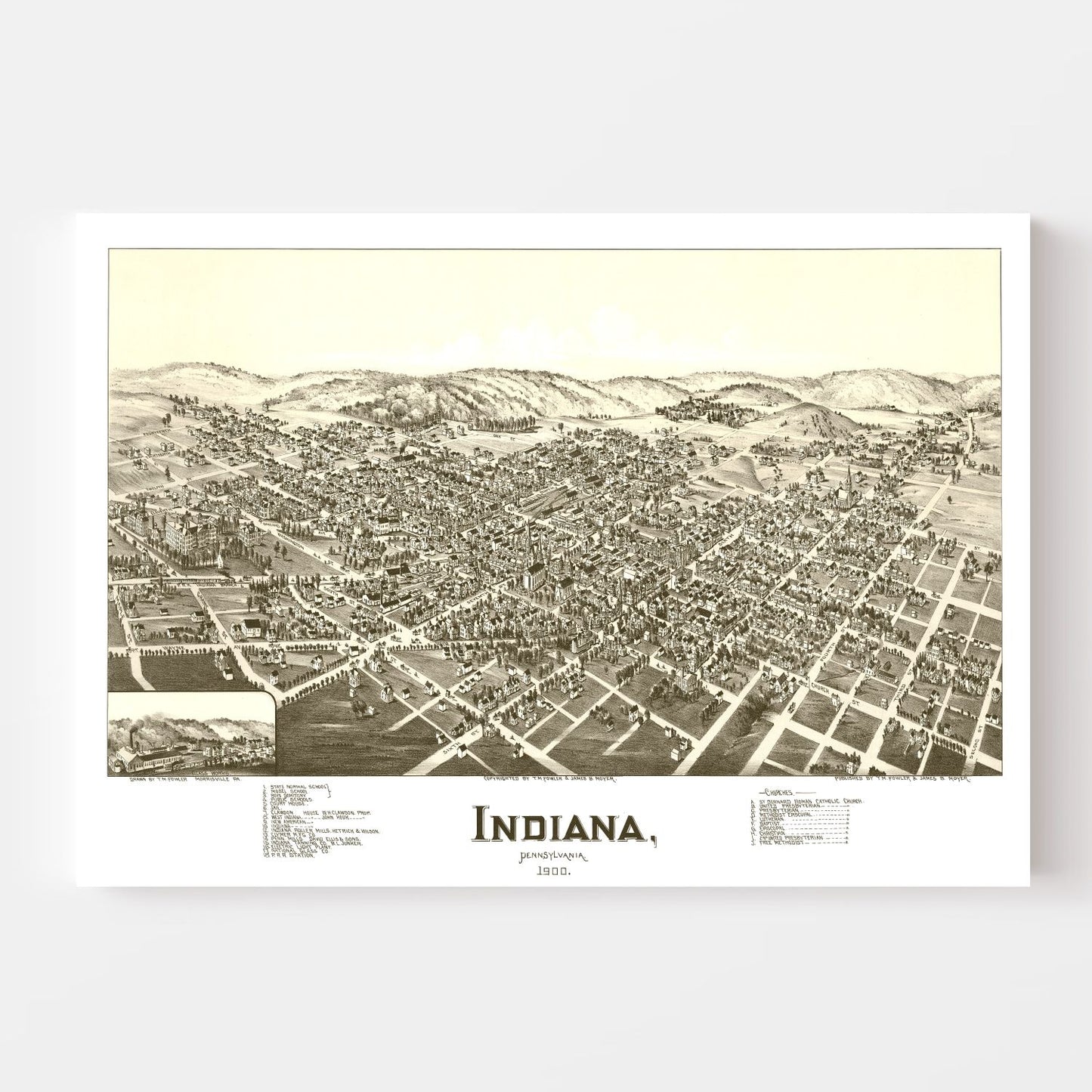 Vintage Map of Indiana, Pennsylvania 1900
