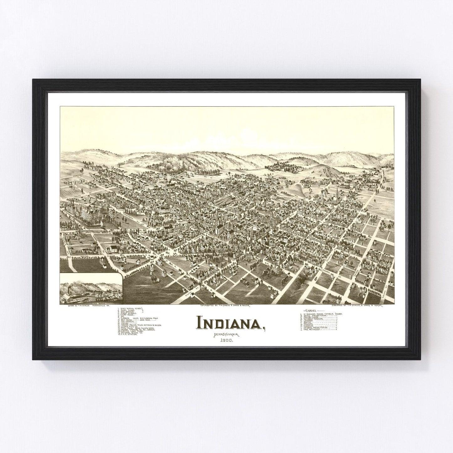Vintage Map of Indiana, Pennsylvania 1900