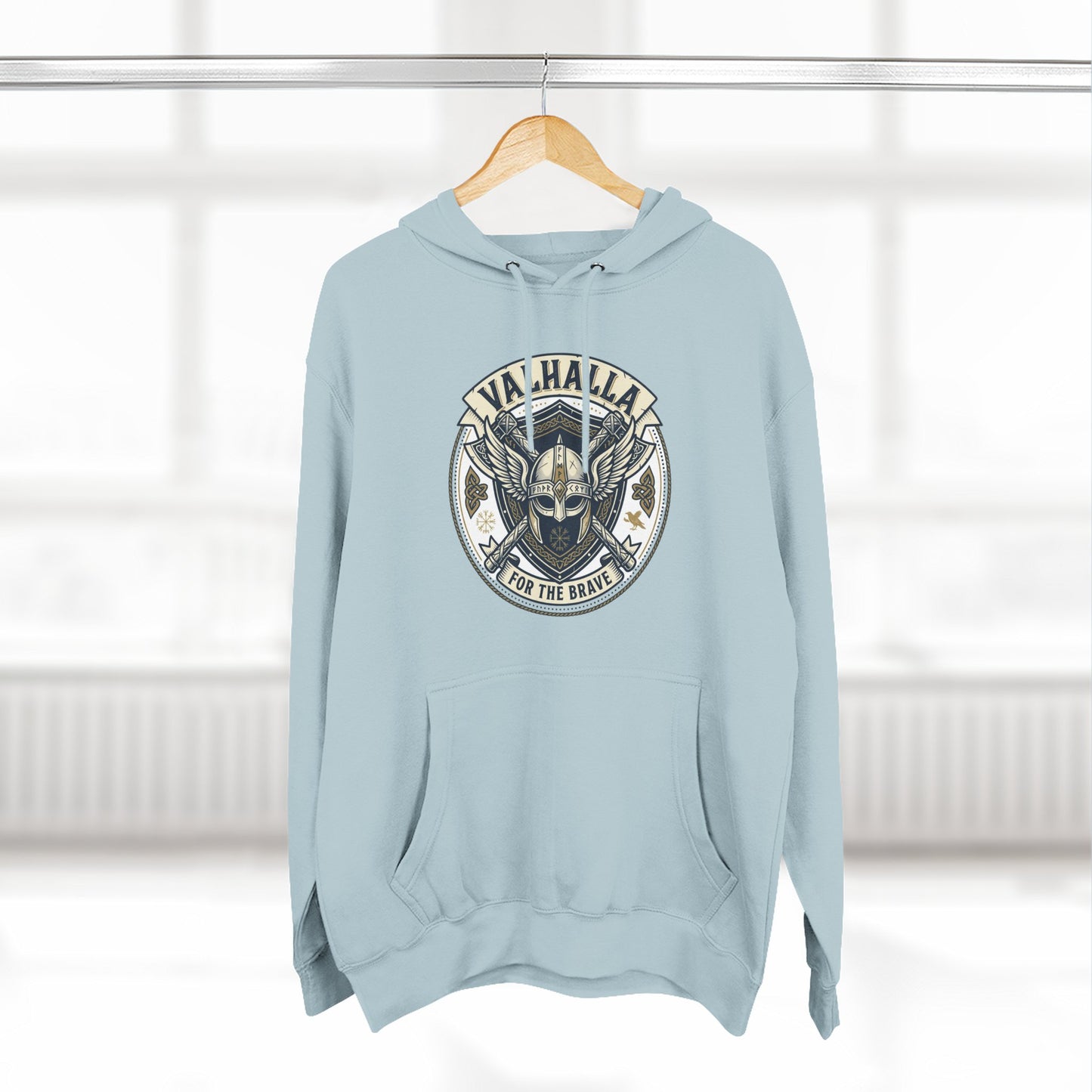 Viking Valhalla Skull Hoodie – "For the Brave" Graphic Fleece Hoodie