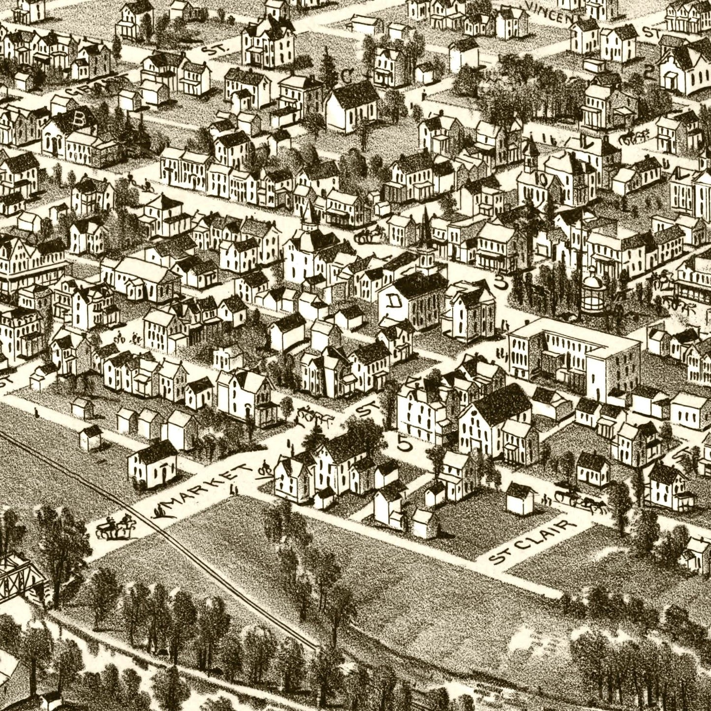 Vintage Map of Ligonier, Pennsylvania 1900