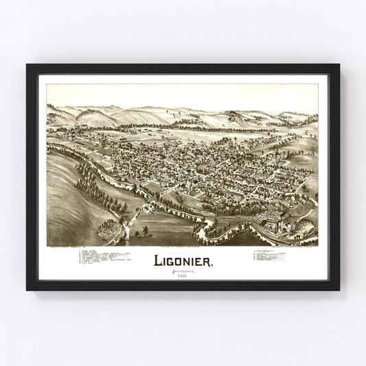 Vintage Map of Ligonier, Pennsylvania 1900