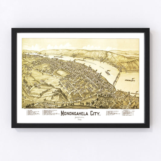 Vintage Map of Monongahela City, Pennsylvania 1902