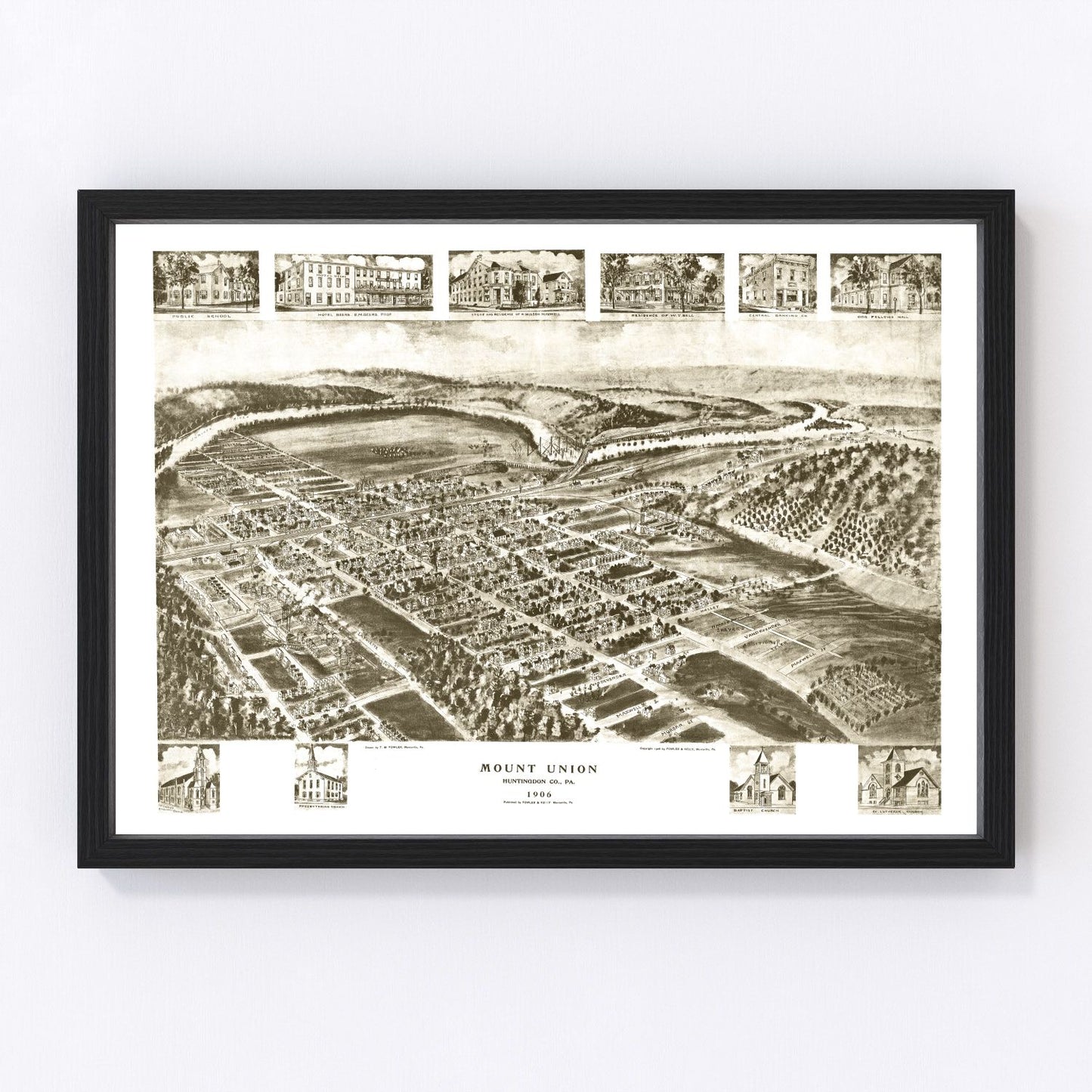 Vintage Map of Mount Union, Pennsylvania 1906