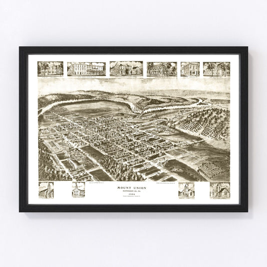Vintage Map of Mount Union, Pennsylvania 1906