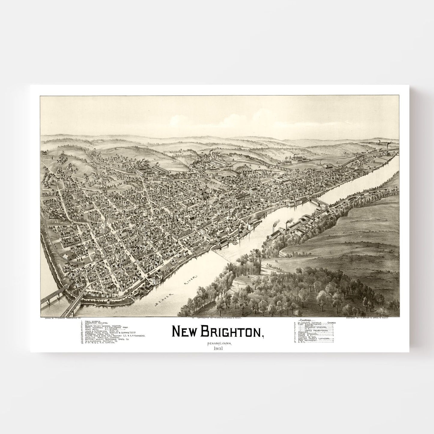 Vintage Map of New Brighton, Pennsylvania 1901