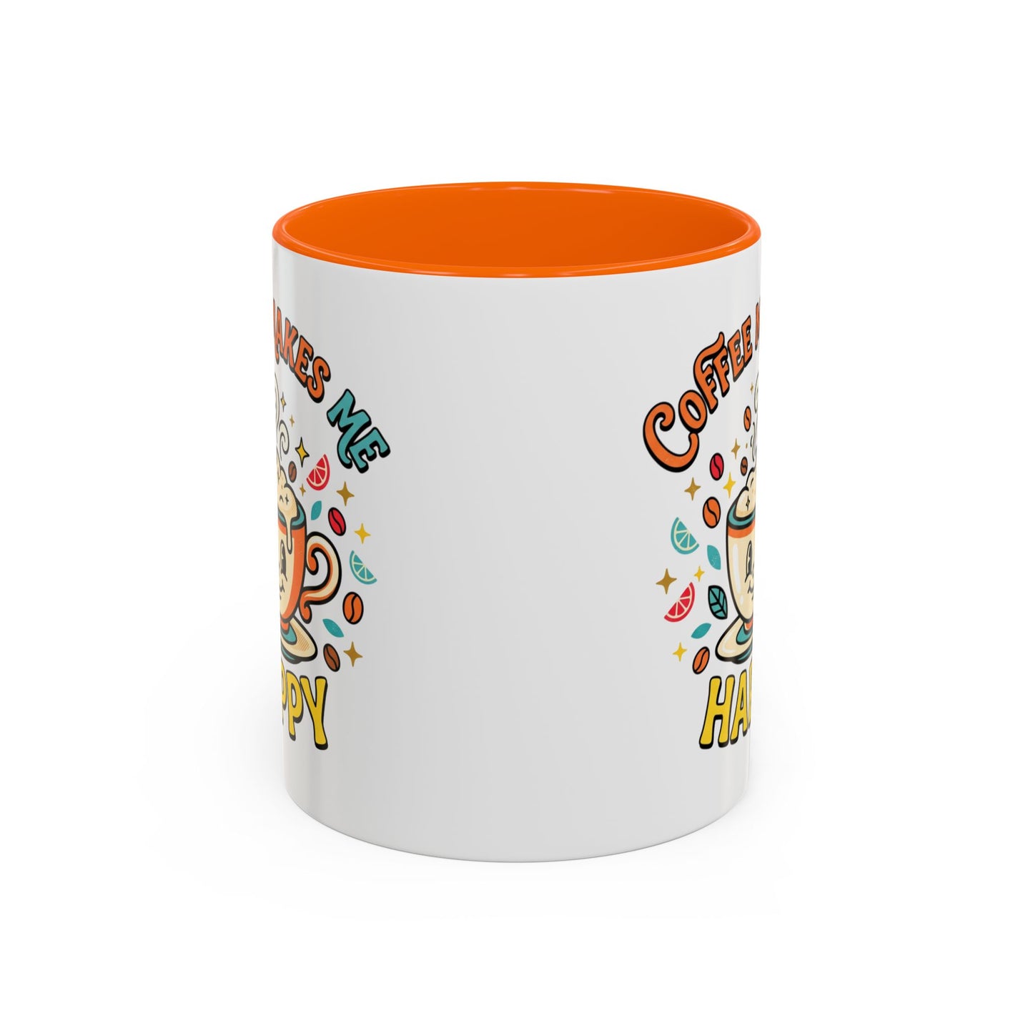 Coffee Mug — "Coffee Makes Me Happy" Cute Retro Accent Mug (11/15oz)