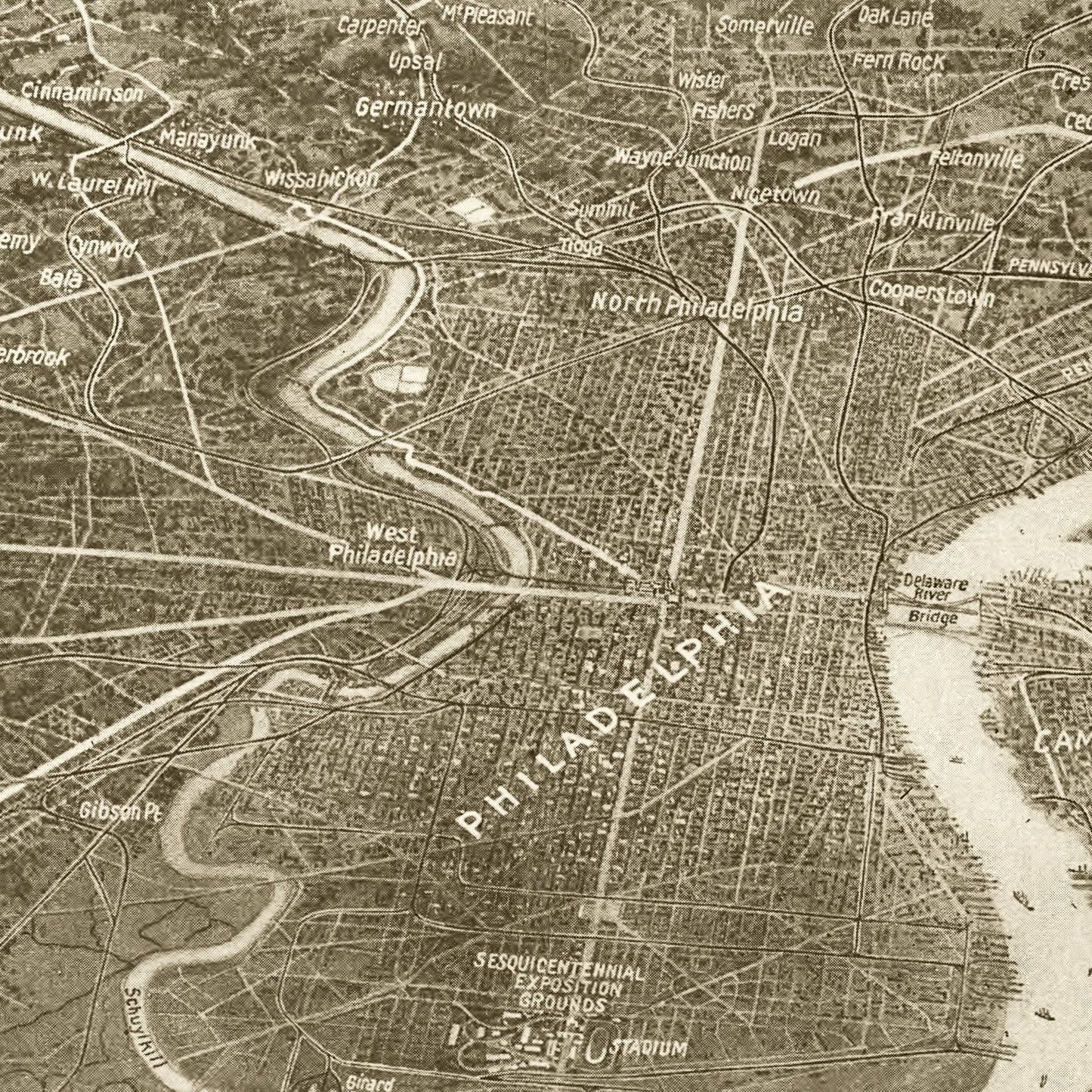 Vintage Map of Philadelphia, Pennsylvania 1926