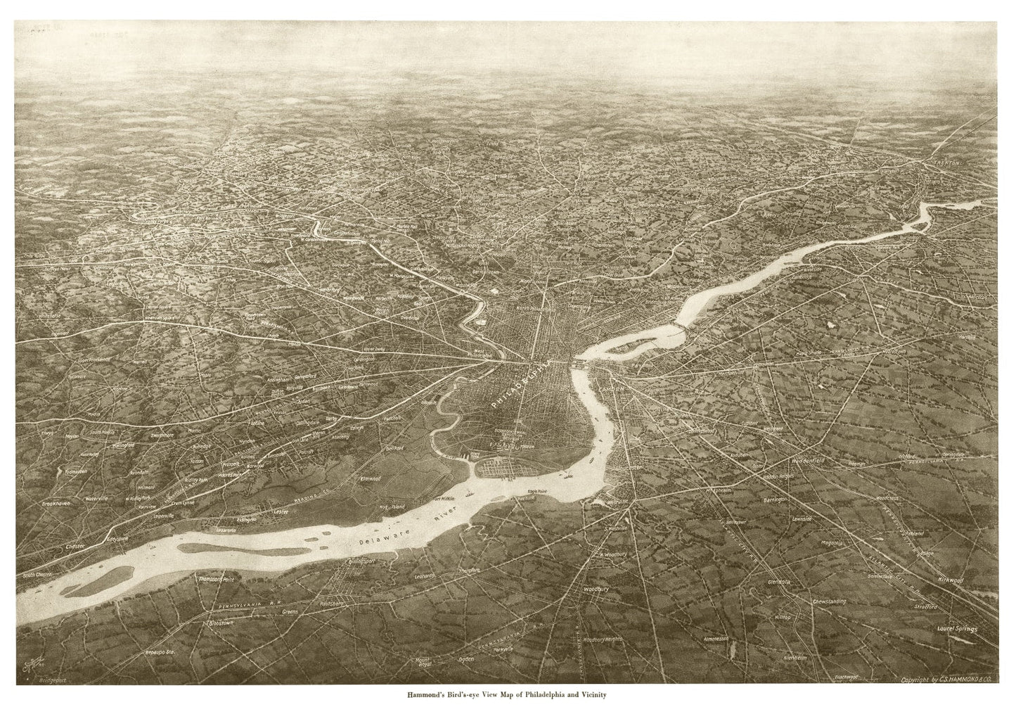 Vintage Map of Philadelphia, Pennsylvania 1926