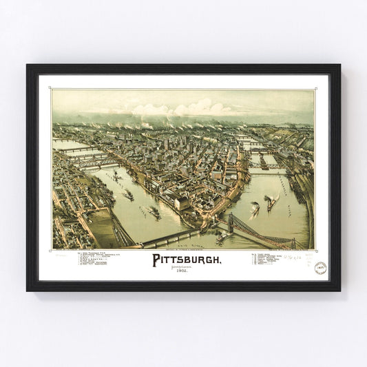 Vintage Map of Pittsburgh, Pennsylvania 1902