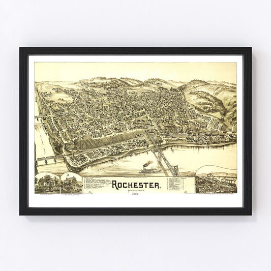 Vintage Map of Rochester, Pennsylvania 1900