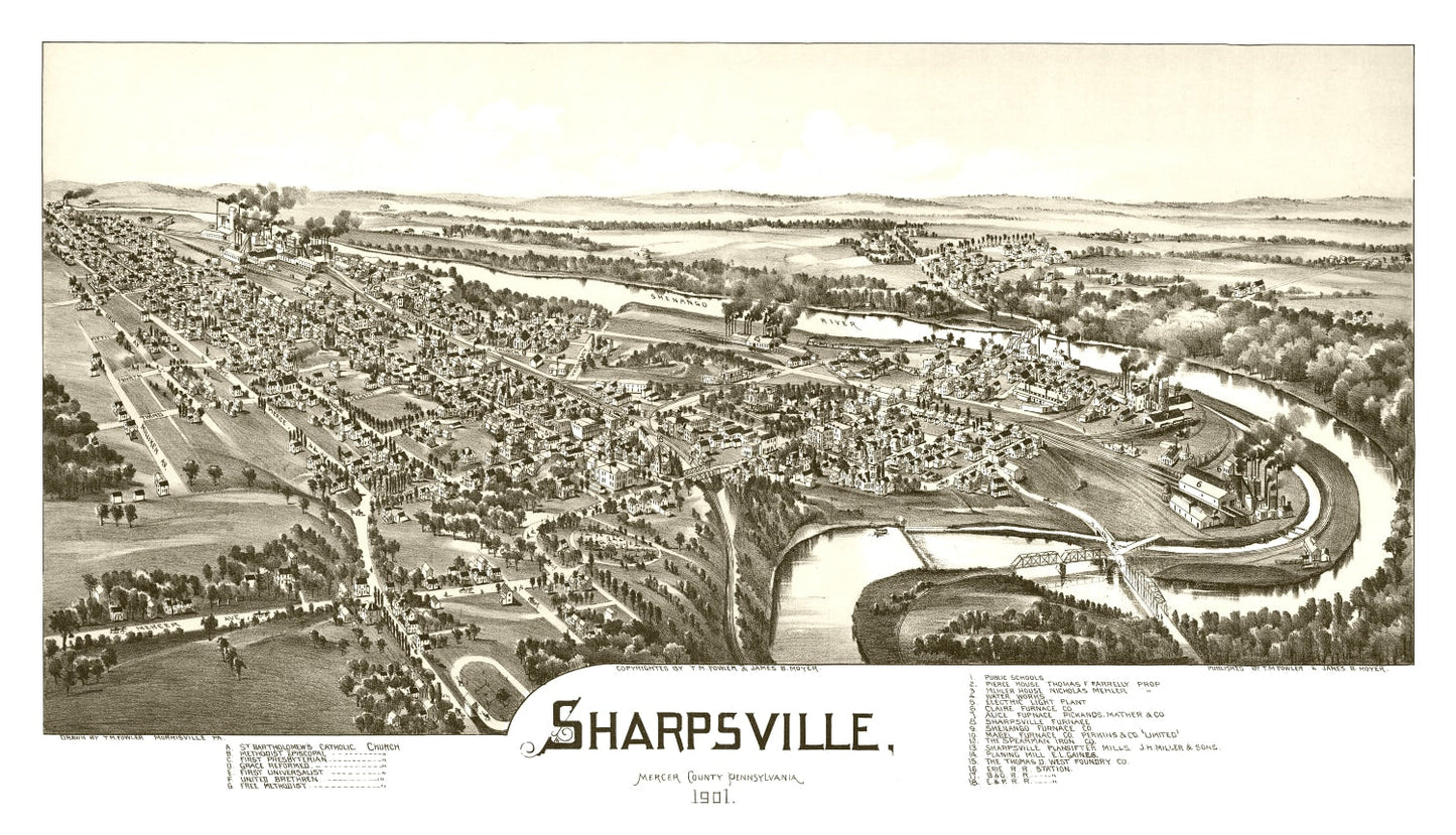 Vintage Map of Sharpsville, Pennsylvania 1901