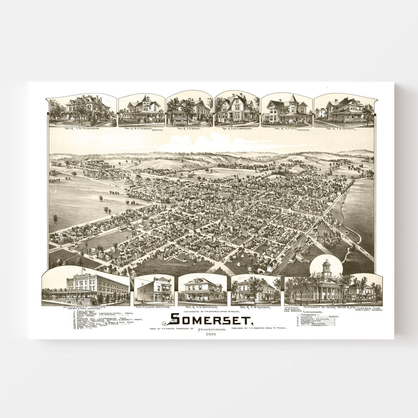 Vintage Map of Somerset, Pennsylvania 1900