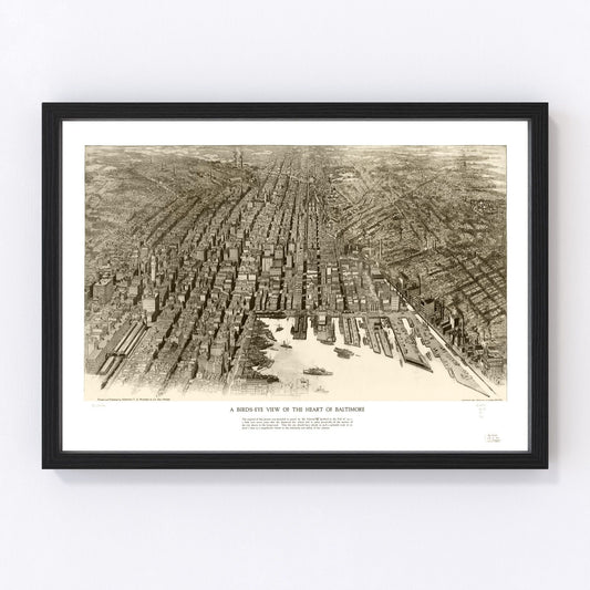 Vintage Map of Baltimore, Maryland 1912