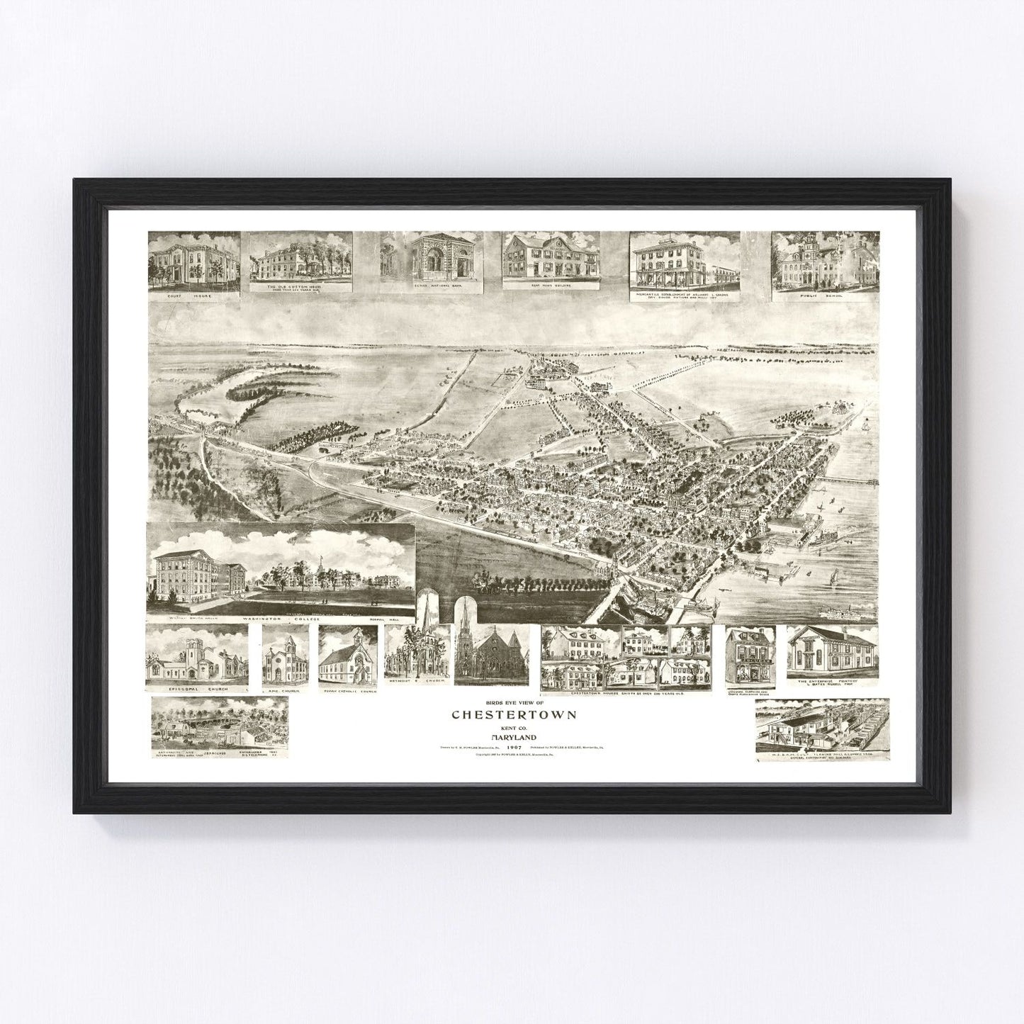 Vintage Map of Chestertown, Maryland 1907