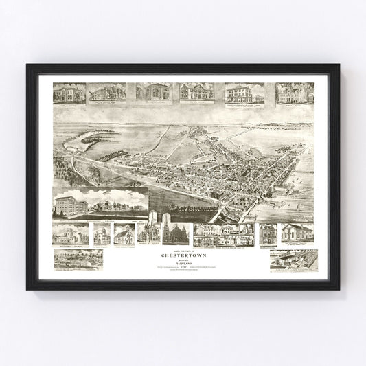 Vintage Map of Chestertown, Maryland 1907